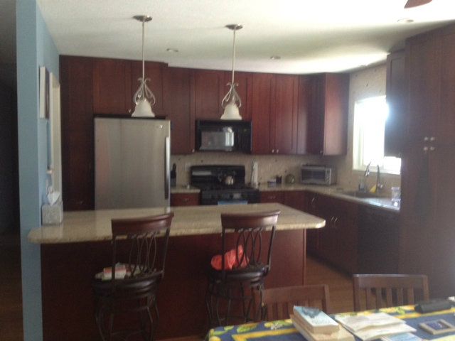 Overview, Lights, grout, and floor. Floor: Eco Timber bamboo, color: toffee.